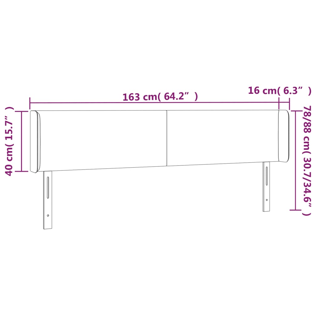 sengegavl med LED-lys 163x16x78/88 cm kunstlæder hvid