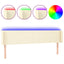 sengegavl med LED-lys 203x16x78/88 cm kunstlæder cremefarvet