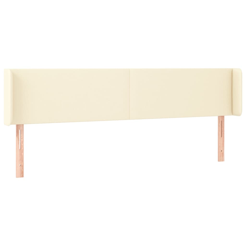 sengegavl med LED-lys 203x16x78/88 cm kunstlæder cremefarvet