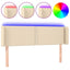 sengegavl med LED-lys 147x16x78/88 cm stof cremefarvet
