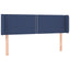 sengegavl med LED-lys 147x16x78/88 cm stof blå