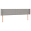 sengegavl med LED-lys 203x16x78/88 cm stof lysegrå