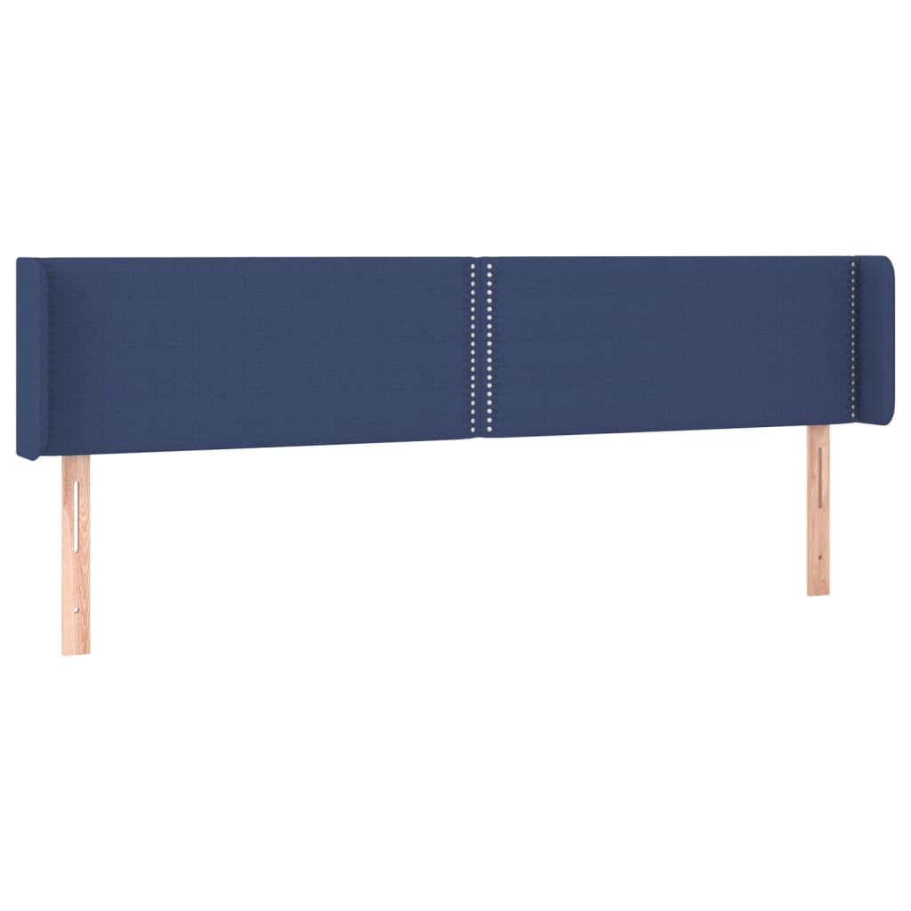 sengegavl med LED-lys 203x16x78/88 cm stof blå