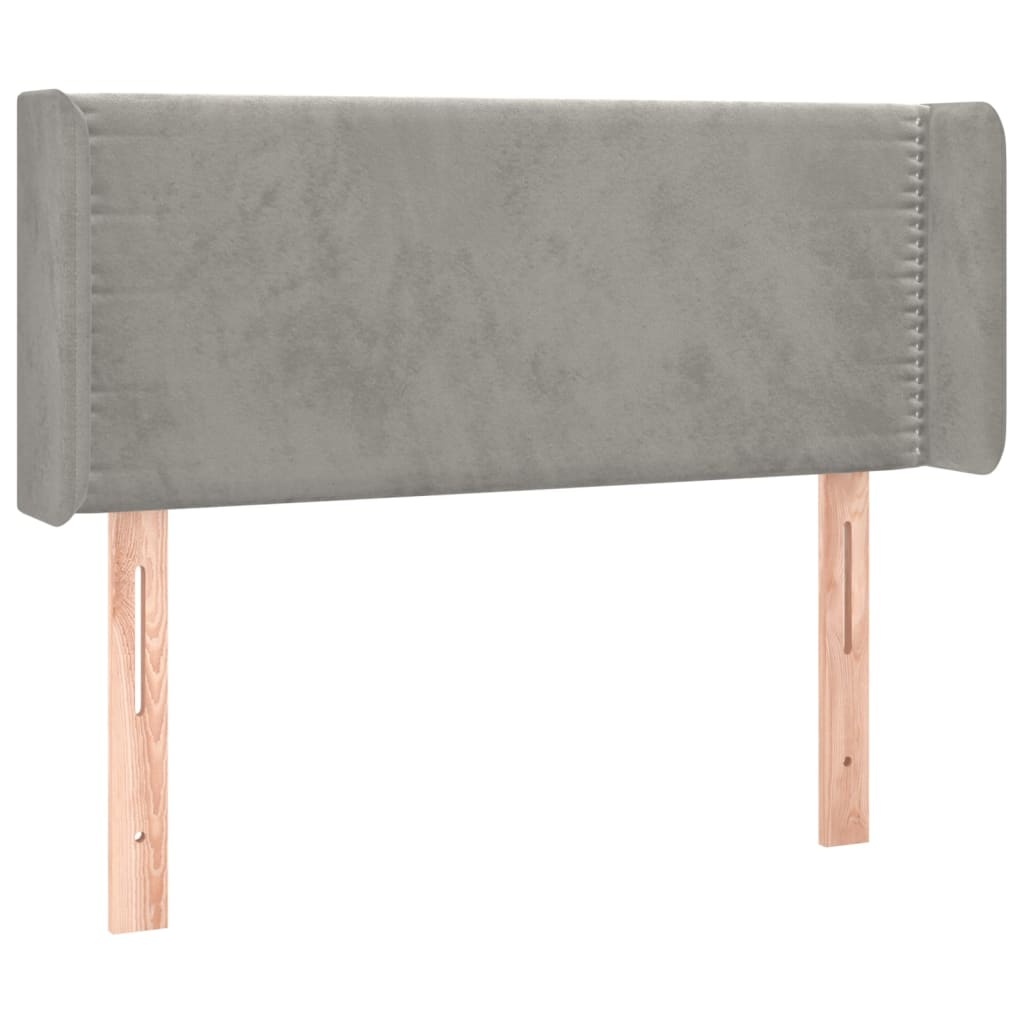 sengegavl med LED-lys 83x16x78/88 cm fløjl lysegrå