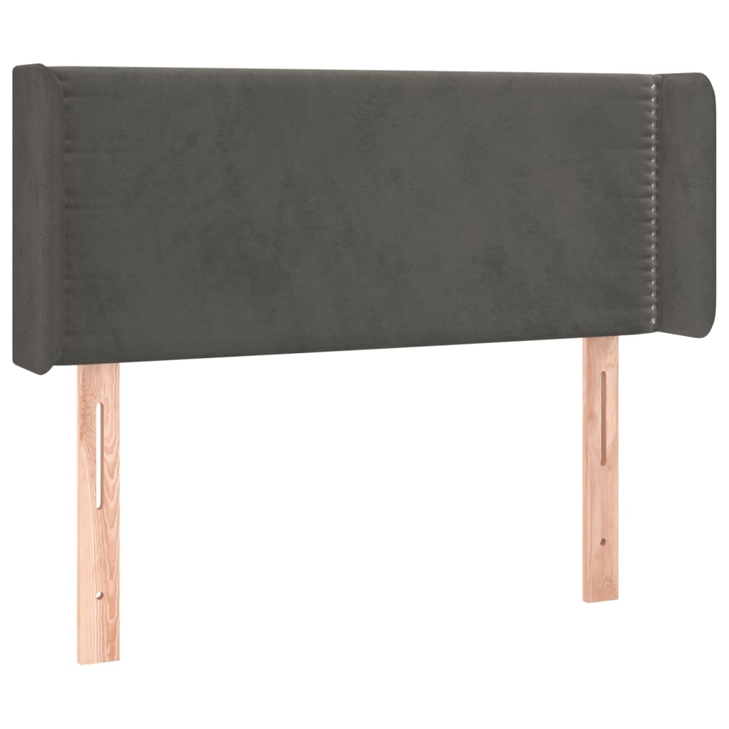 sengegavl med LED-lys 93x16x78/88 cm fløjl mørkegrå