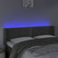 sengegavl med LED-lys 147x16x78/88 cm fløjl mørkegrå