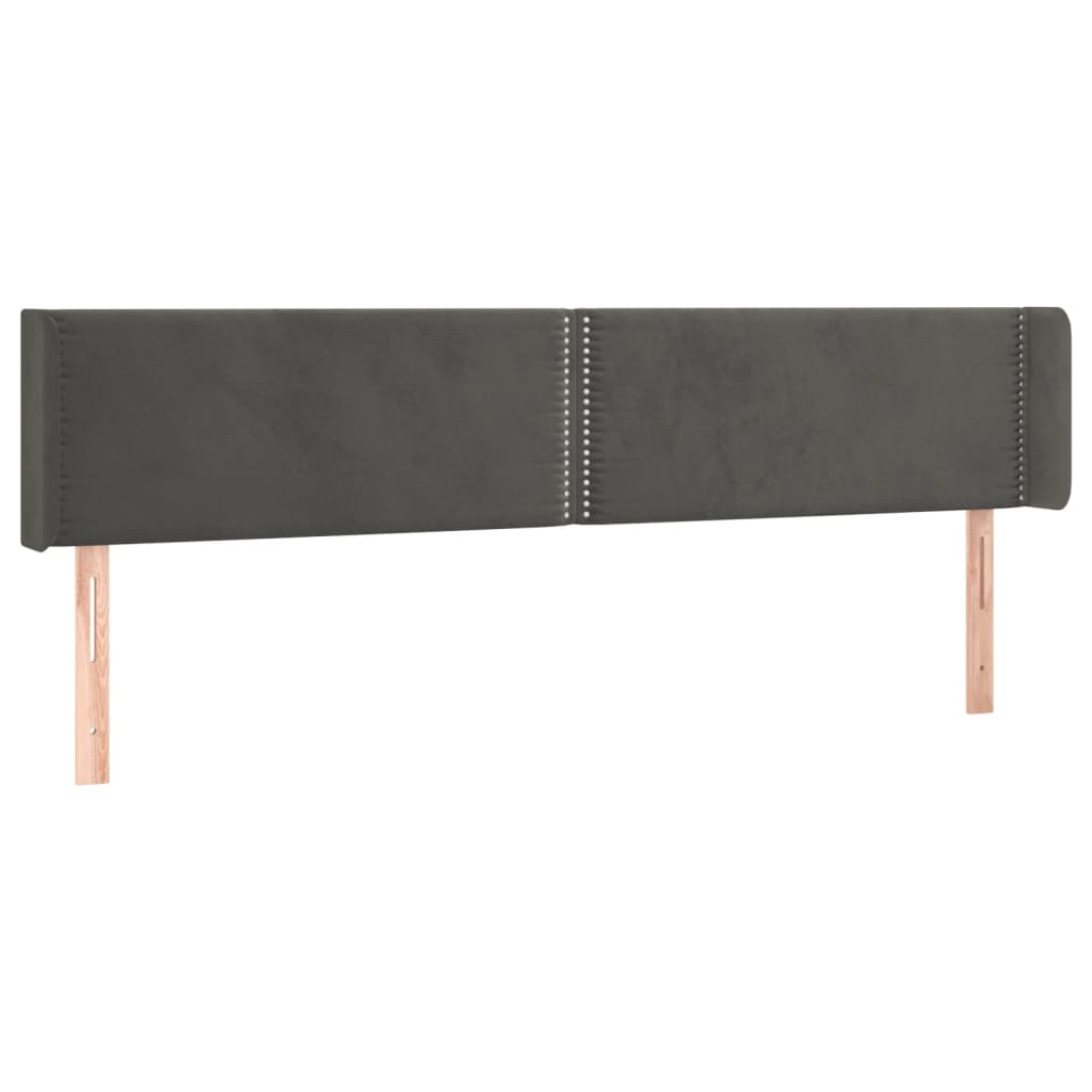 sengegavl med LED-lys 163x16x78/88 cm fløjl mørkegrå