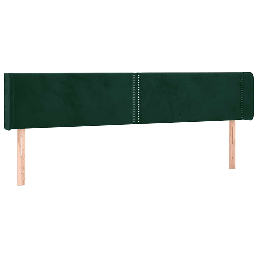 sengegavl med LED-lys 203x16x78/88 cm fløjl mørkegrøn