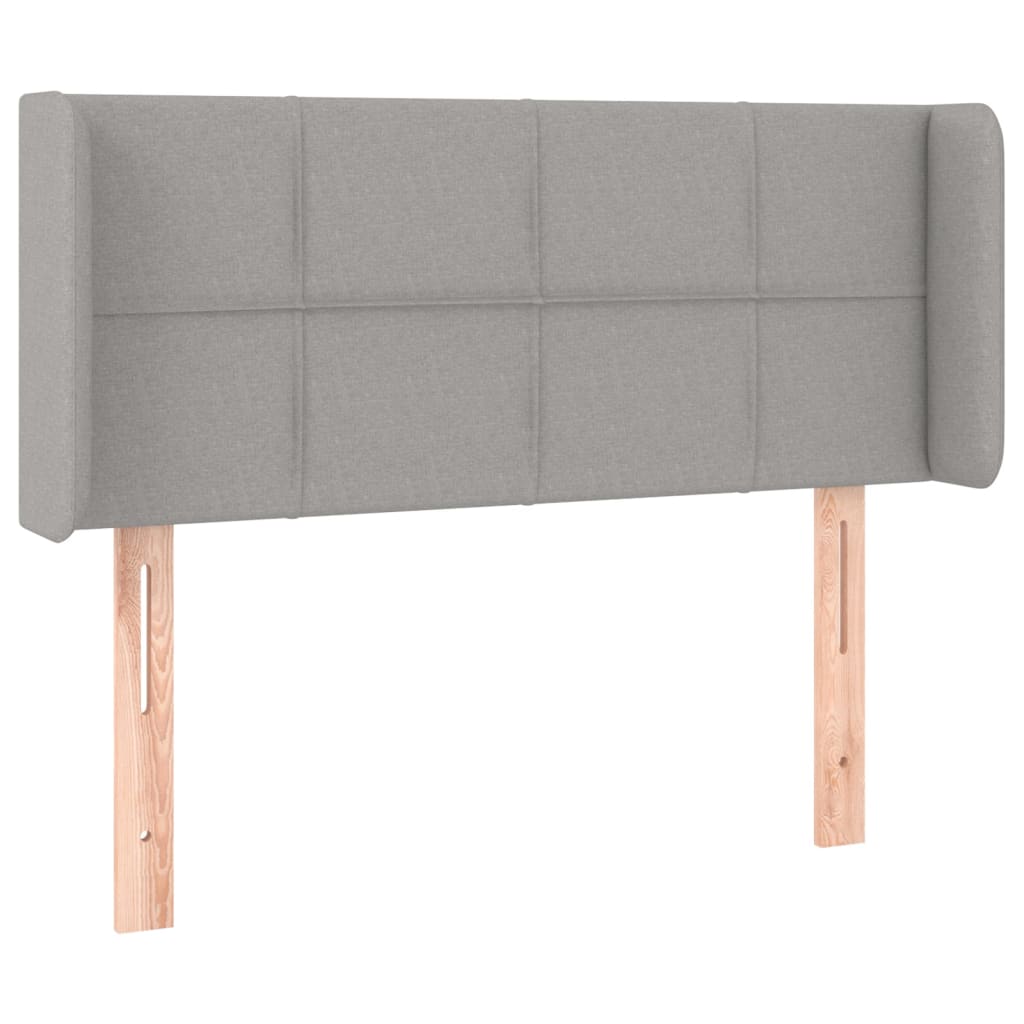 sengegavl med LED-lys 93x16x78/88 cm stof lysegrå
