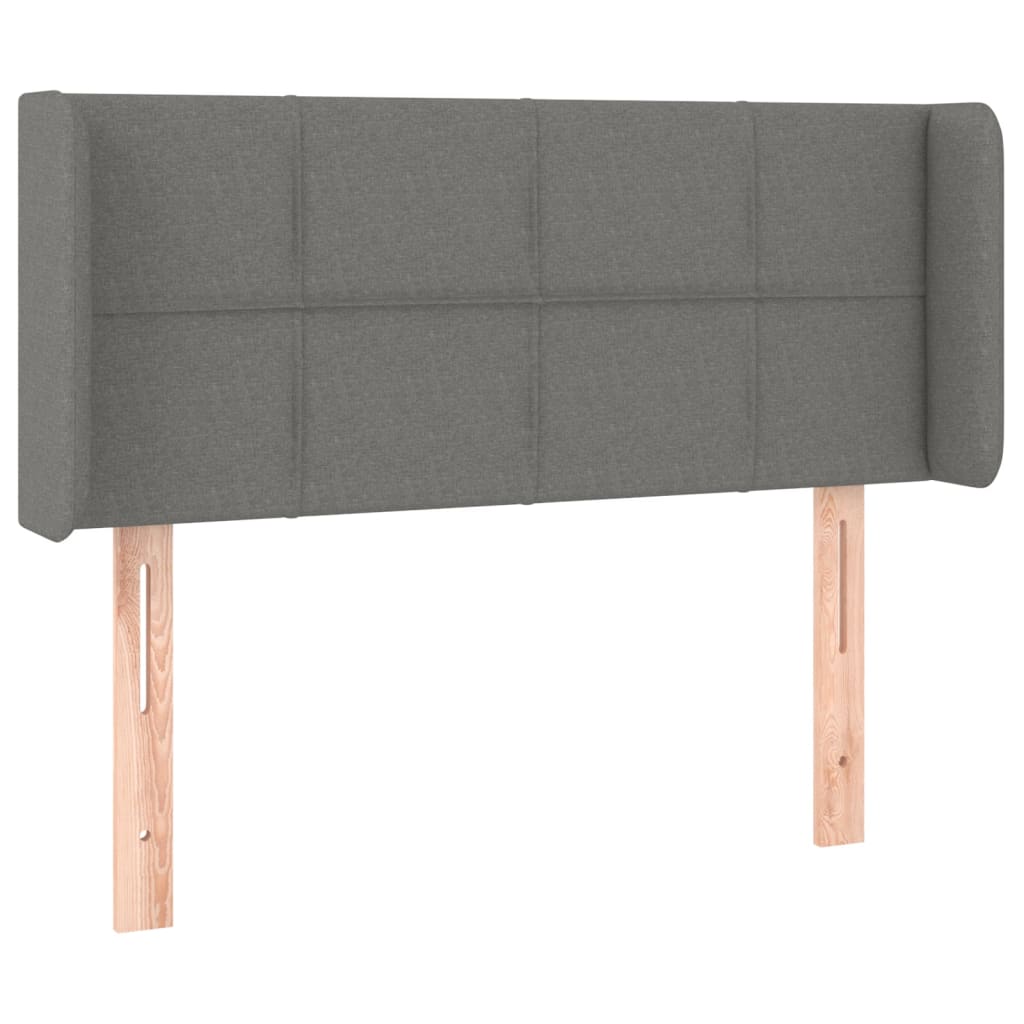 sengegavl med LED-lys 103x16x78/88 cm stof mørkegrå