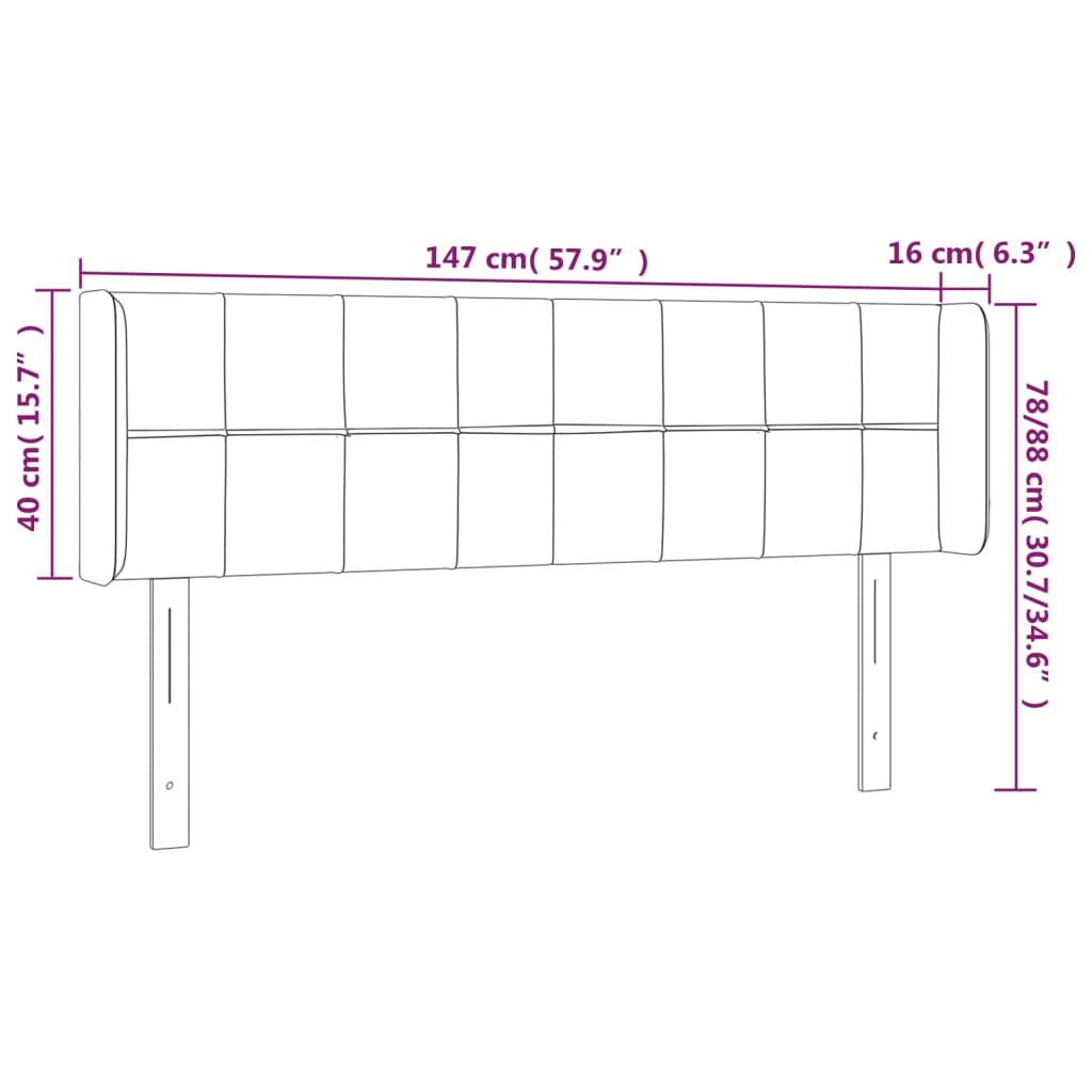 sengegavl med LED-lys 147x16x78/88 cm stof gråbrun