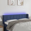 sengegavl med LED-lys 147x16x78/88 cm stof blå