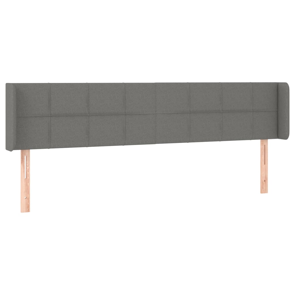 sengegavl med LED-lys 163x16x78/88 cm stof mørkegrå