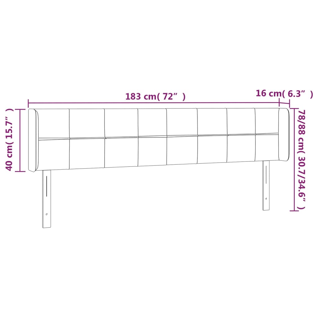 sengegavl med LED-lys 183x16x78/88 cm stof blå