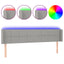 sengegavl med LED-lys 203x16x78/88 cm stof lysegrå