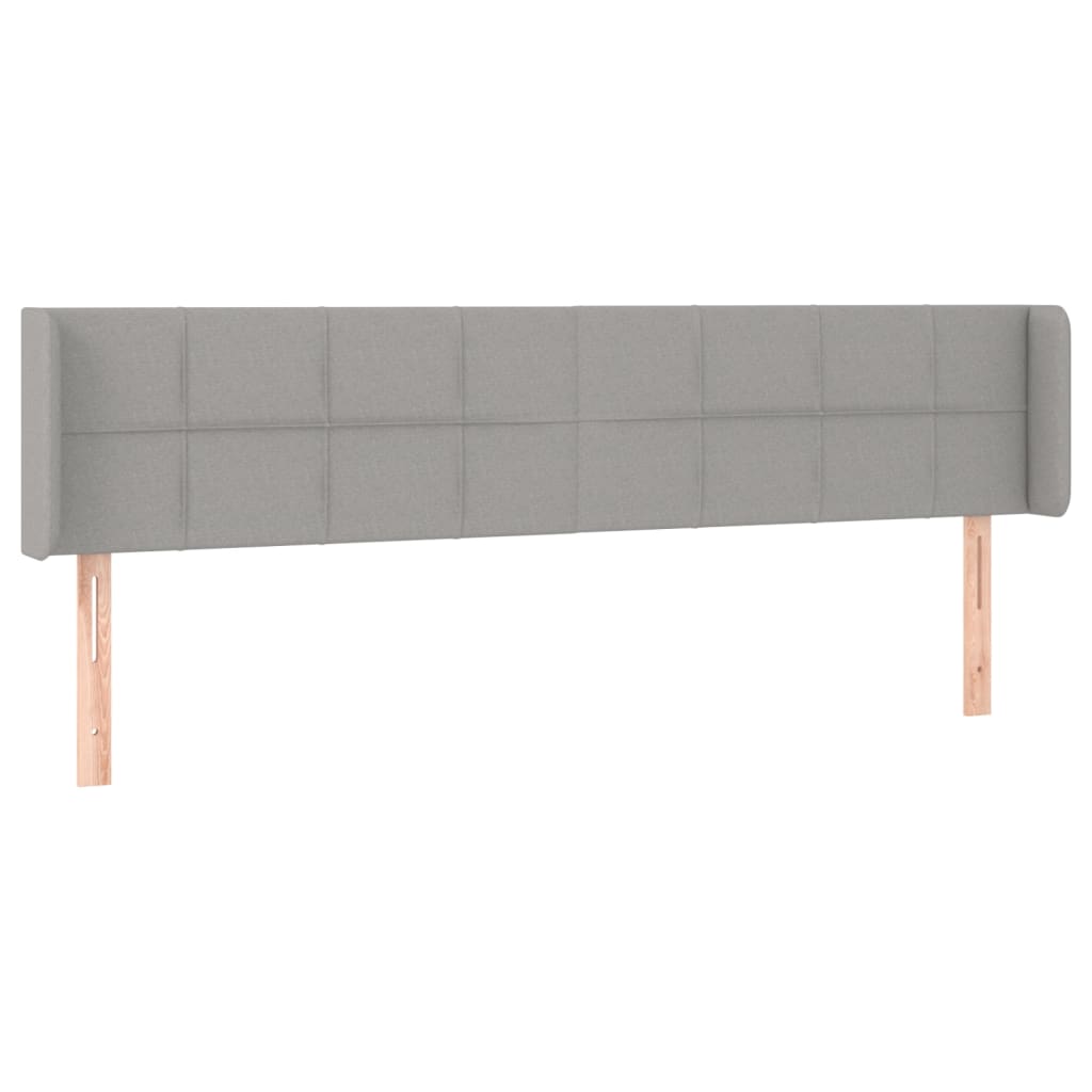 sengegavl med LED-lys 203x16x78/88 cm stof lysegrå