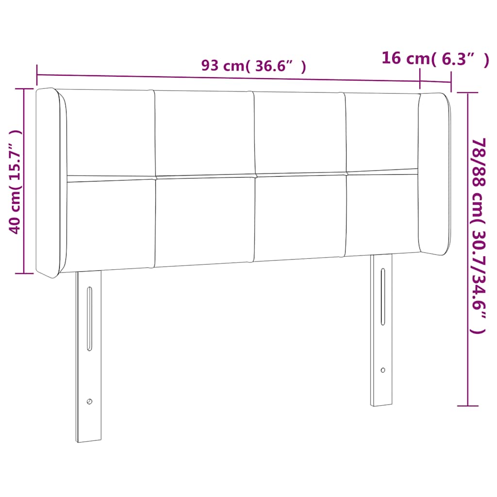 sengegavl med LED-lys 93x16x78/88 cm fløjl Mørkegrøn