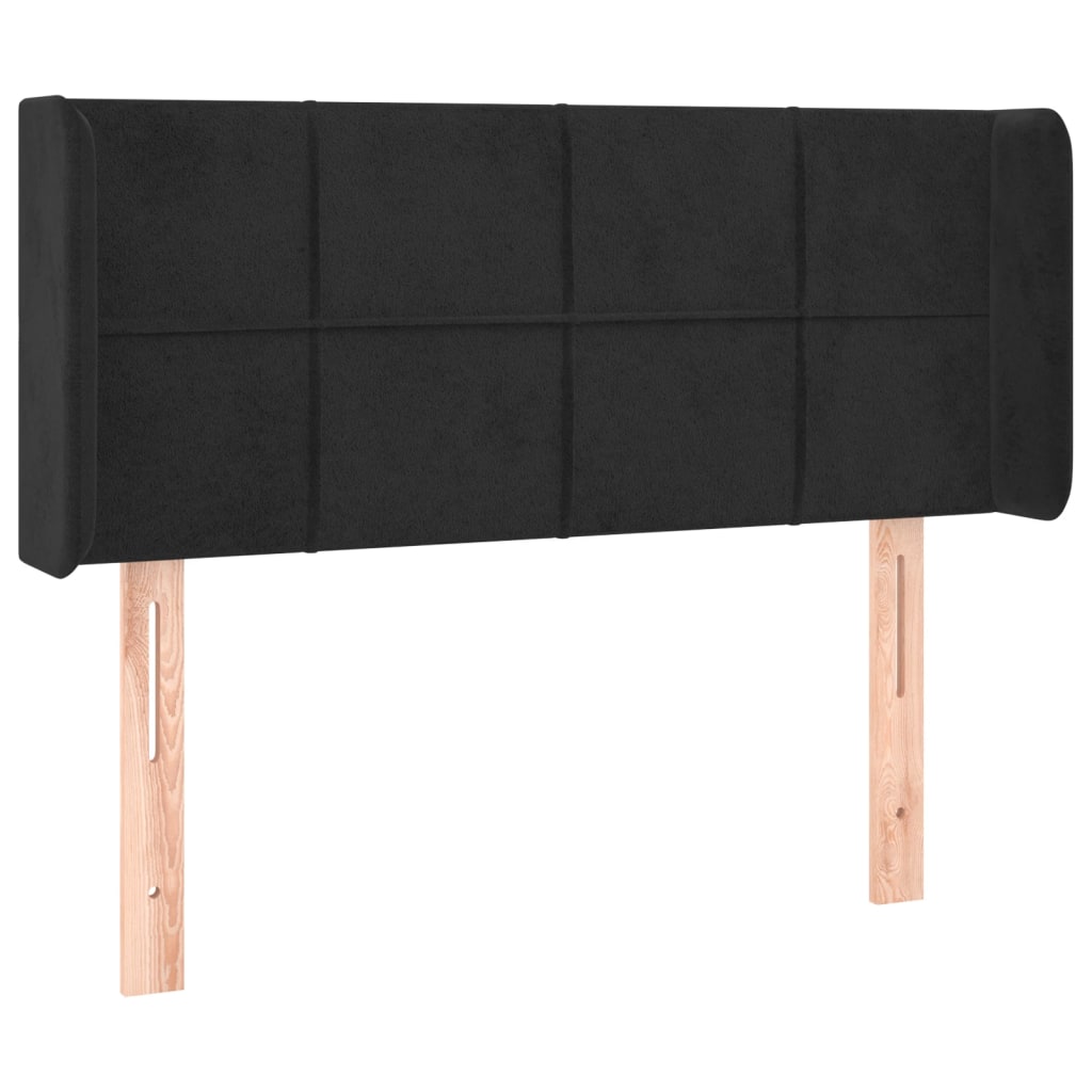 sengegavl med LED-lys 103x16x78/88 cm fløjl sort