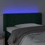 sengegavl med LED-lys 103x16x78/88 cm fløjl mørkegrøn
