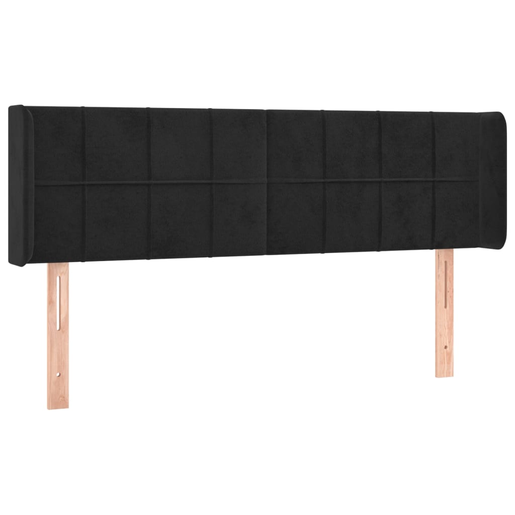 sengegavl med LED-lys 147x16x78/88 cm fløjl sort