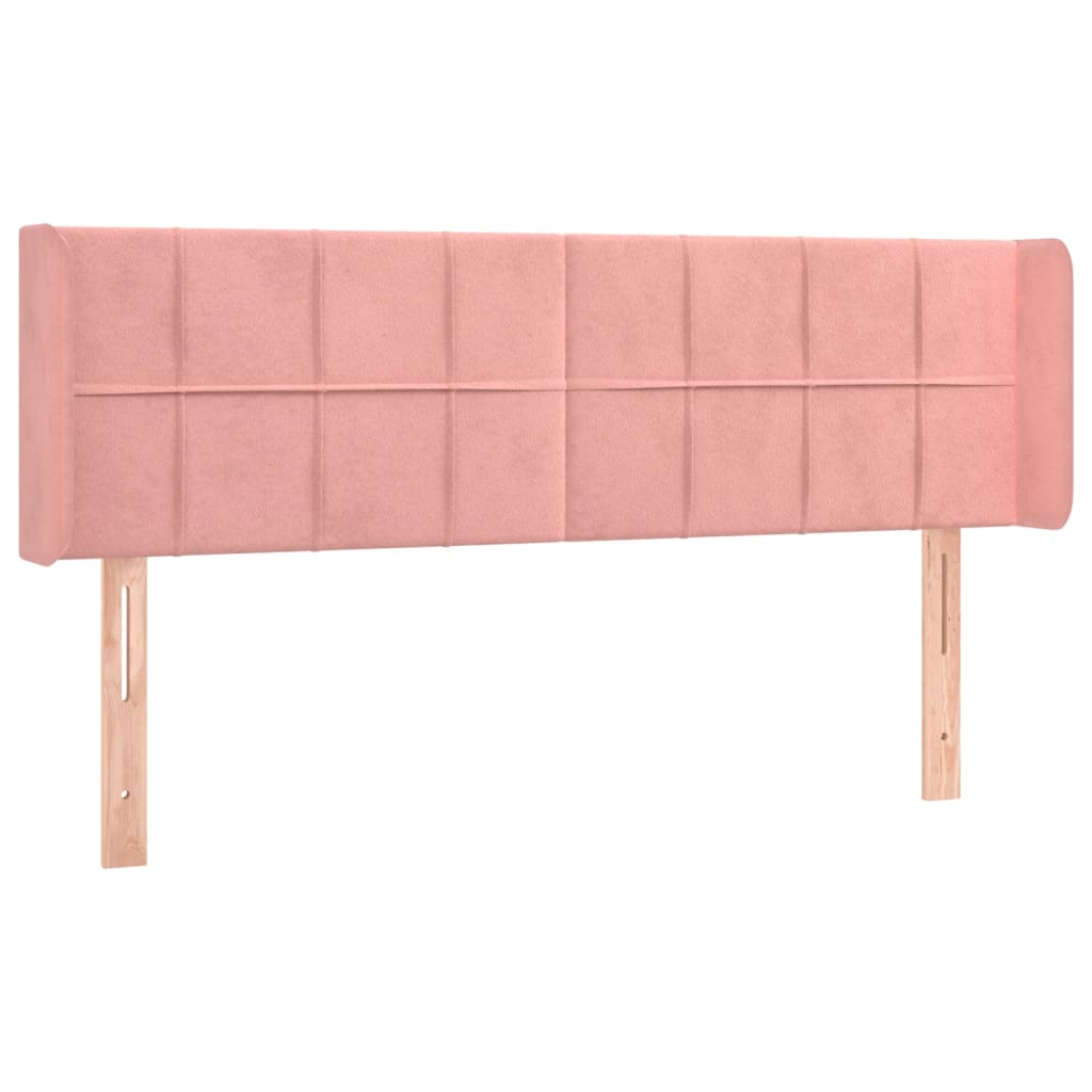 sengegavl med LED-lys 147x16x78/88 cm fløjl lyserød