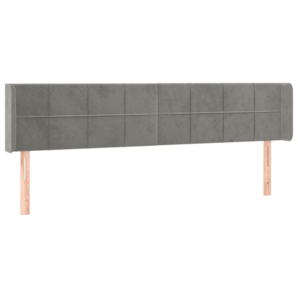 sengegavl med LED-lys 183x16x78/88 cm fløjl lysegrå