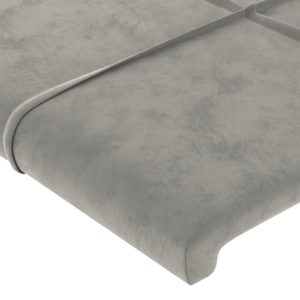 sengegavl med LED-lys 183x16x78/88 cm fløjl lysegrå