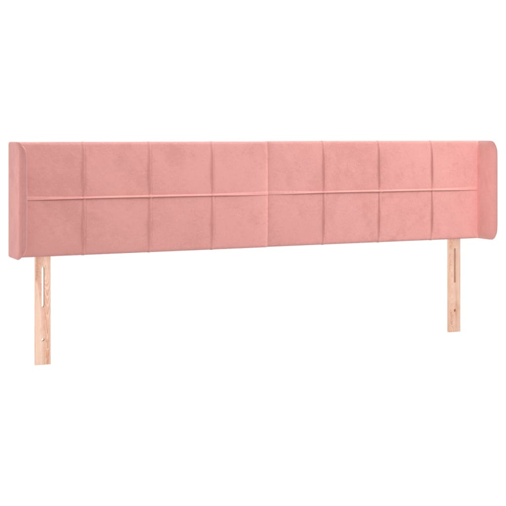 sengegavl med LED-lys 183x16x78/88 cm fløjl lyserød