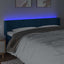 sengegavl med LED-lys 203x16x78/88 cm fløjl mørkeblå