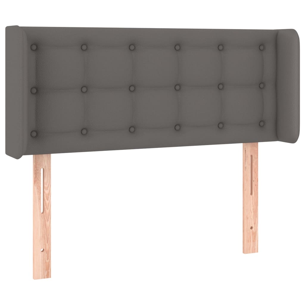 sengegavl med LED-lys 93x16x78/88 cm kunstlæder grå