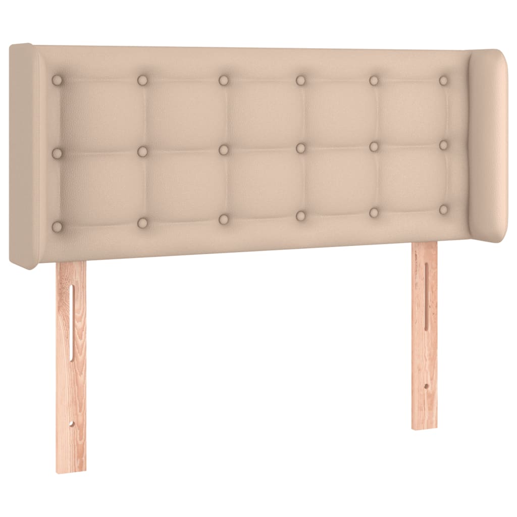 sengegavl med LED-lys 103x16x78/88cm kunstlæder cappuccino