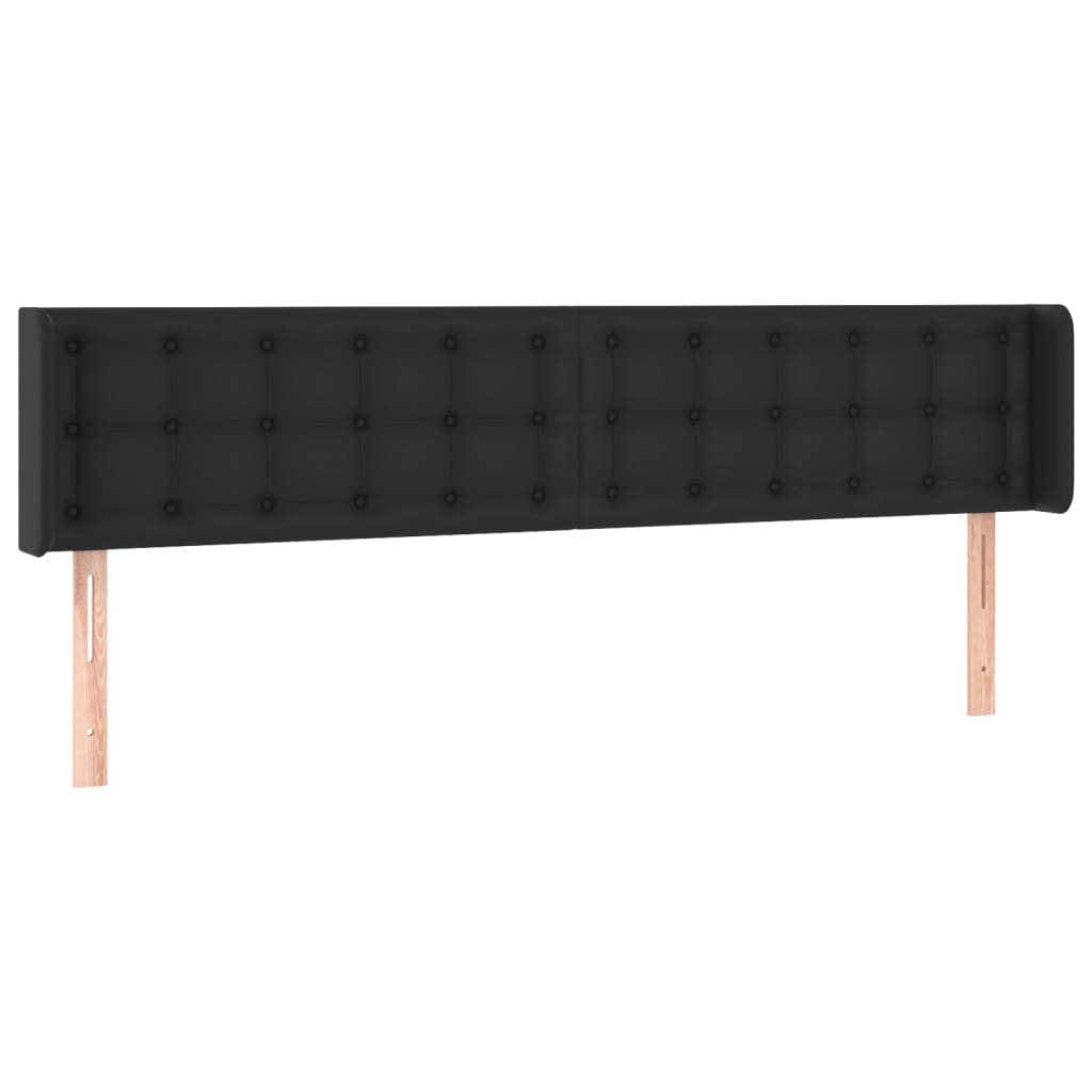 sengegavl med LED-lys 163x16x78/88 cm kunstlæder sort