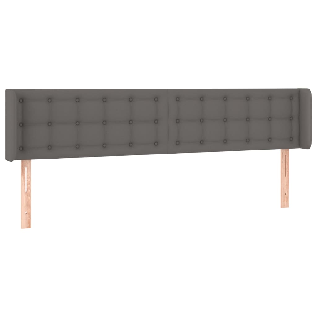 sengegavl med LED-lys 163x16x78/88 cm kunstlæder grå