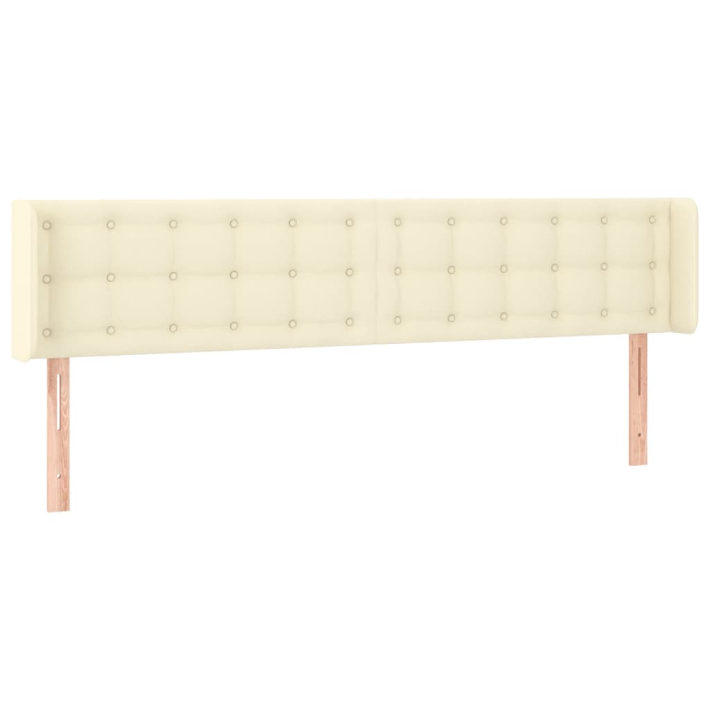 sengegavl med LED-lys 183x16x78/88 cm kunstlæder cremefarvet