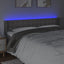 sengegavl med LED-lys 183x16x78/88 cm kunstlæder grå