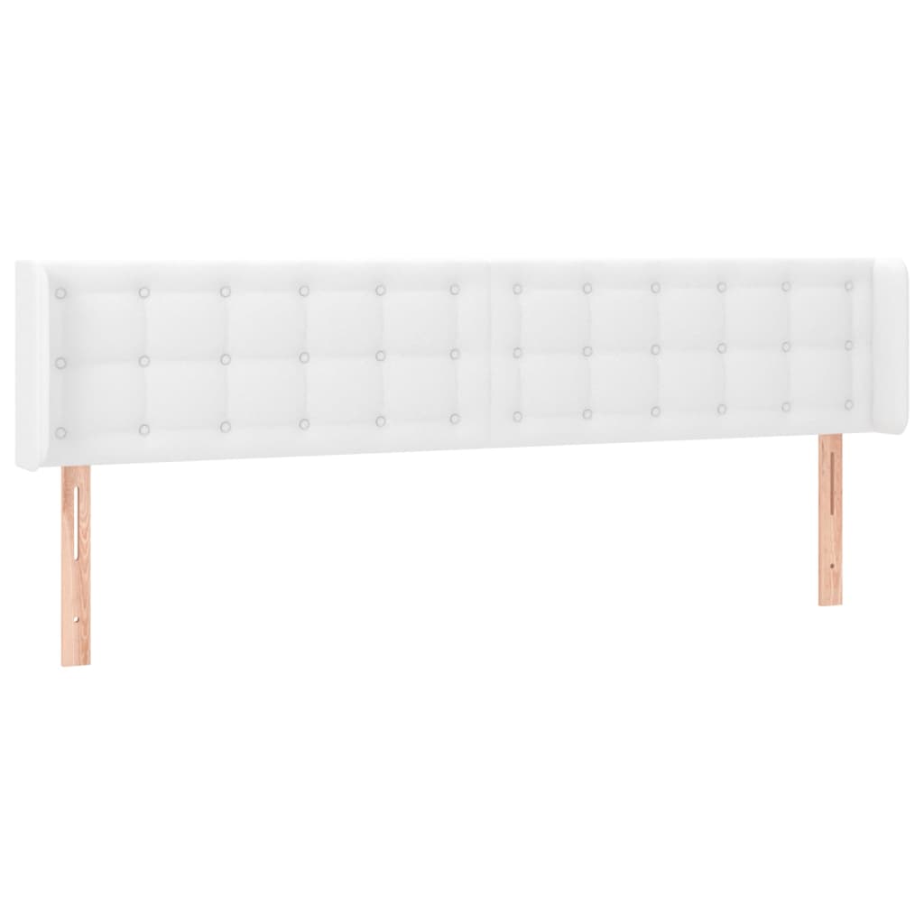 sengegavl med LED-lys 203x16x78/88 cm kunstlæder hvid