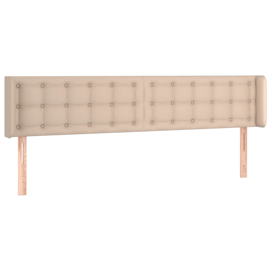 sengegavl med LED-lys 203x16x78/88cm kunstlæder cappuccino