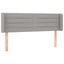 sengegavl med LED-lys 147x16x78/88 cm stof lysegrå