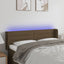 sengegavl med LED-lys 147x16x78/88 cm stof mørkebrun