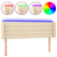 sengegavl med LED-lys 147x16x78/88 cm stof cremefarvet