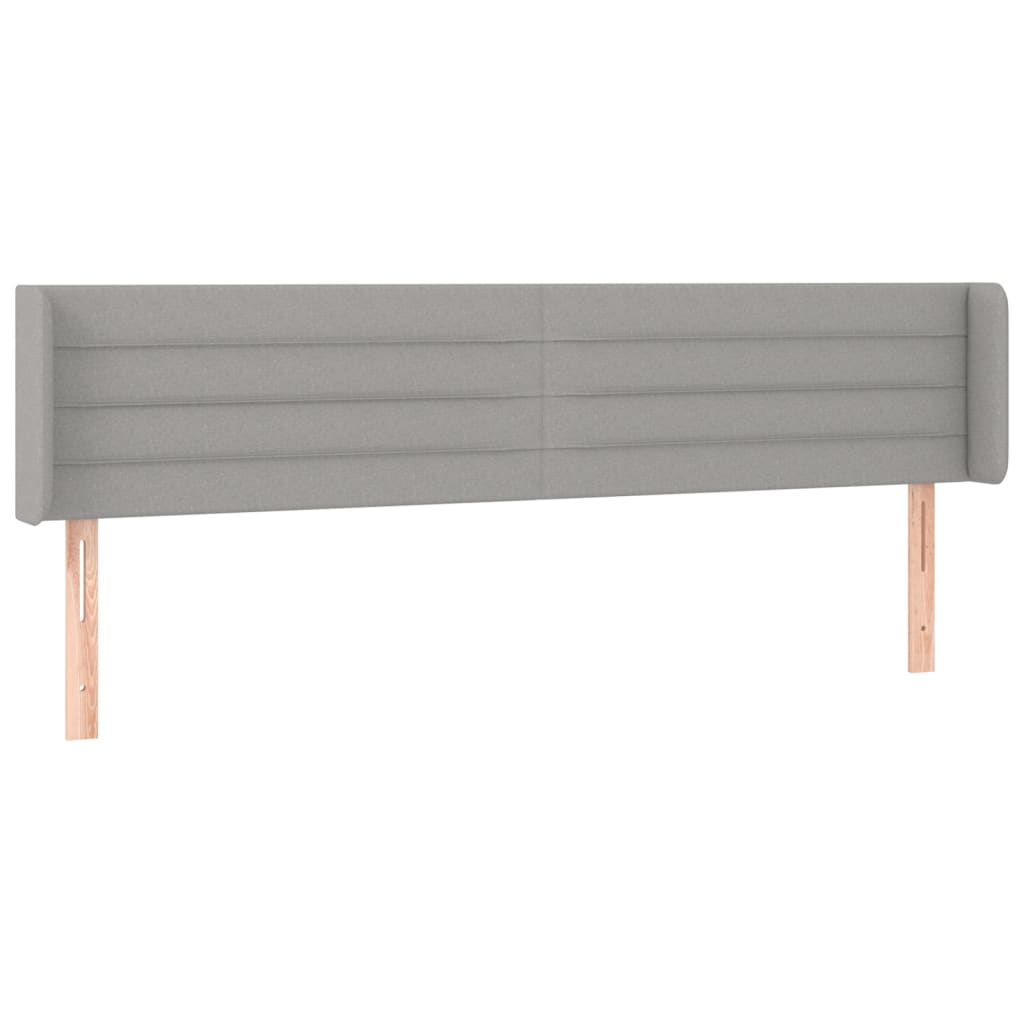 sengegavl med LED-lys 183x16x78/88 cm stof lysegrå