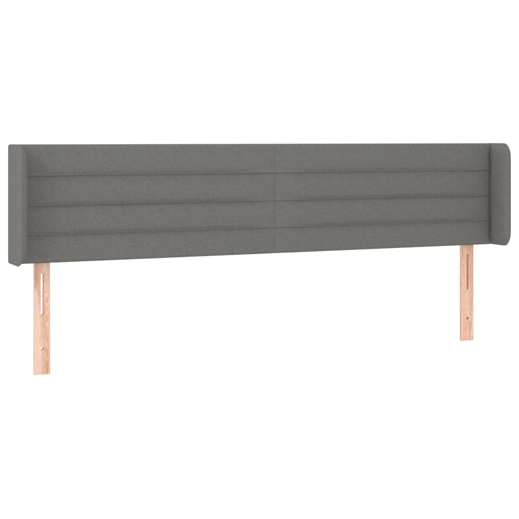 sengegavl med LED-lys 183x16x78/88 cm stof mørkegrå