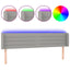 sengegavl med LED-lys 203x16x78/88 cm stof lysegrå