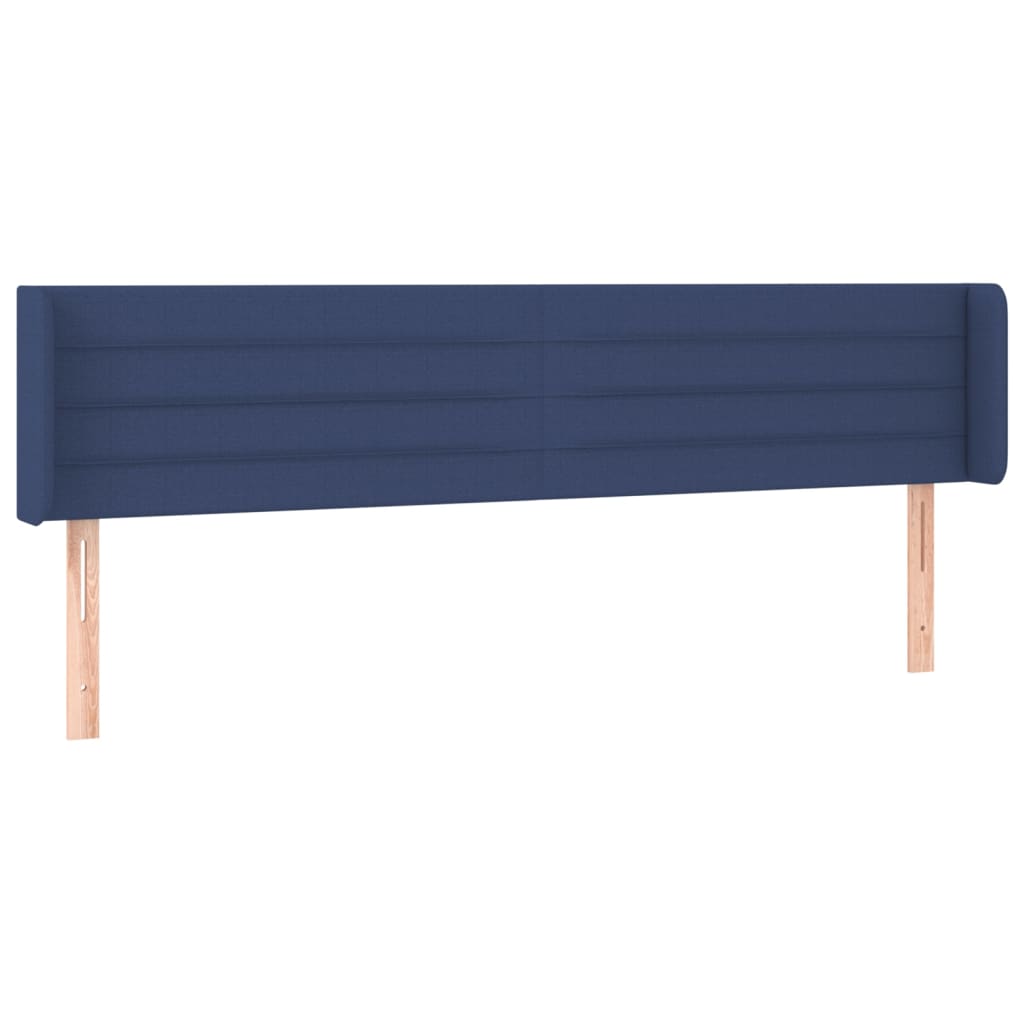 sengegavl med LED-lys 203x16x78/88 cm stof blå