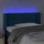 sengegavl med LED-lys 83x16x78/88 cm stof Mørkeblå