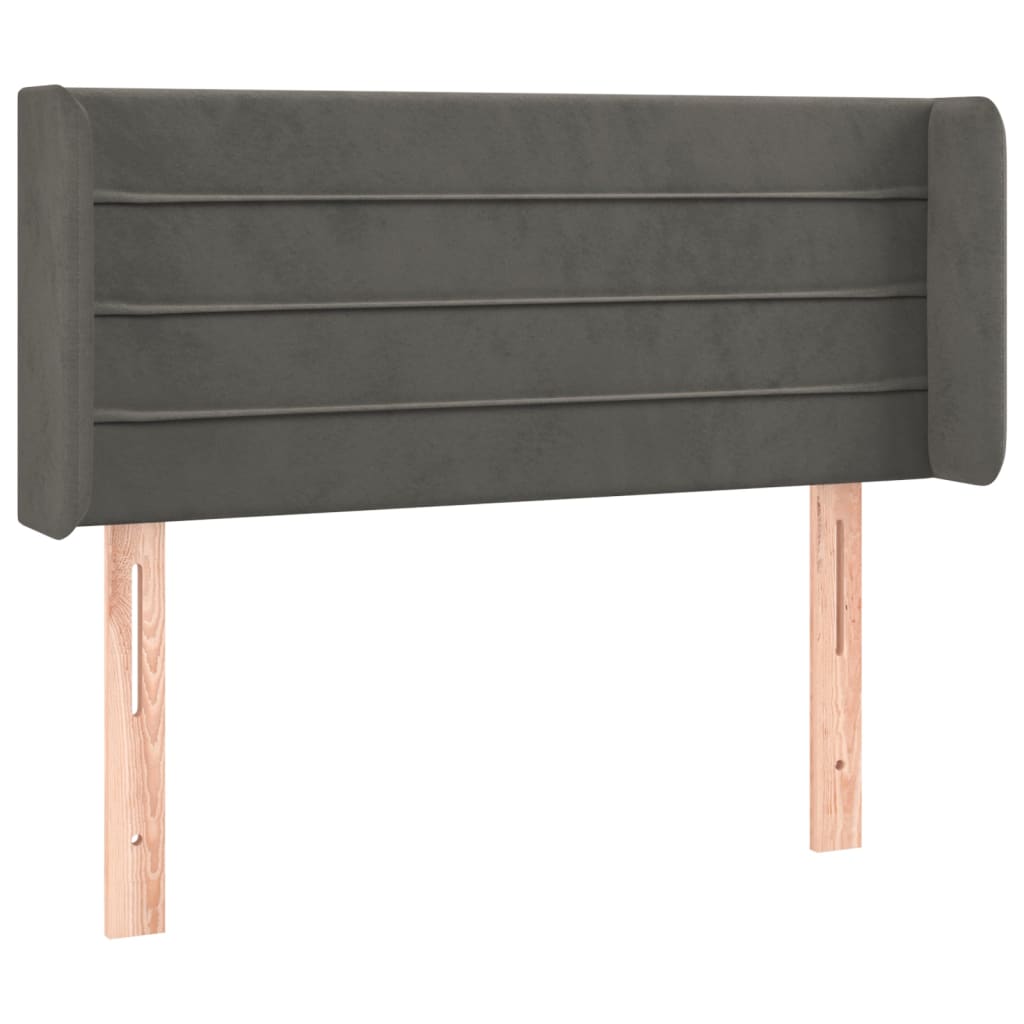 sengegavl med LED-lys 93x16x78/88 cm fløjl mørkegrå