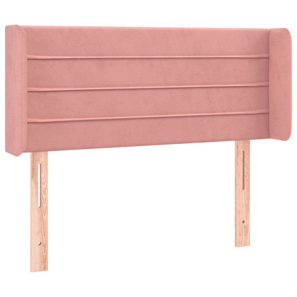 sengegavl med LED-lys 93x16x78/88 cm fløjl lyserød