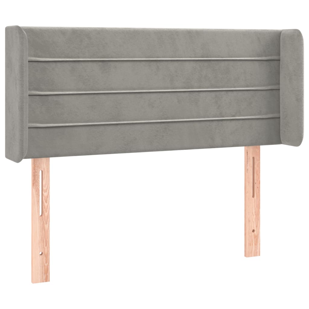 sengegavl med LED-lys 103x16x78/88 cm fløjl lysegrå