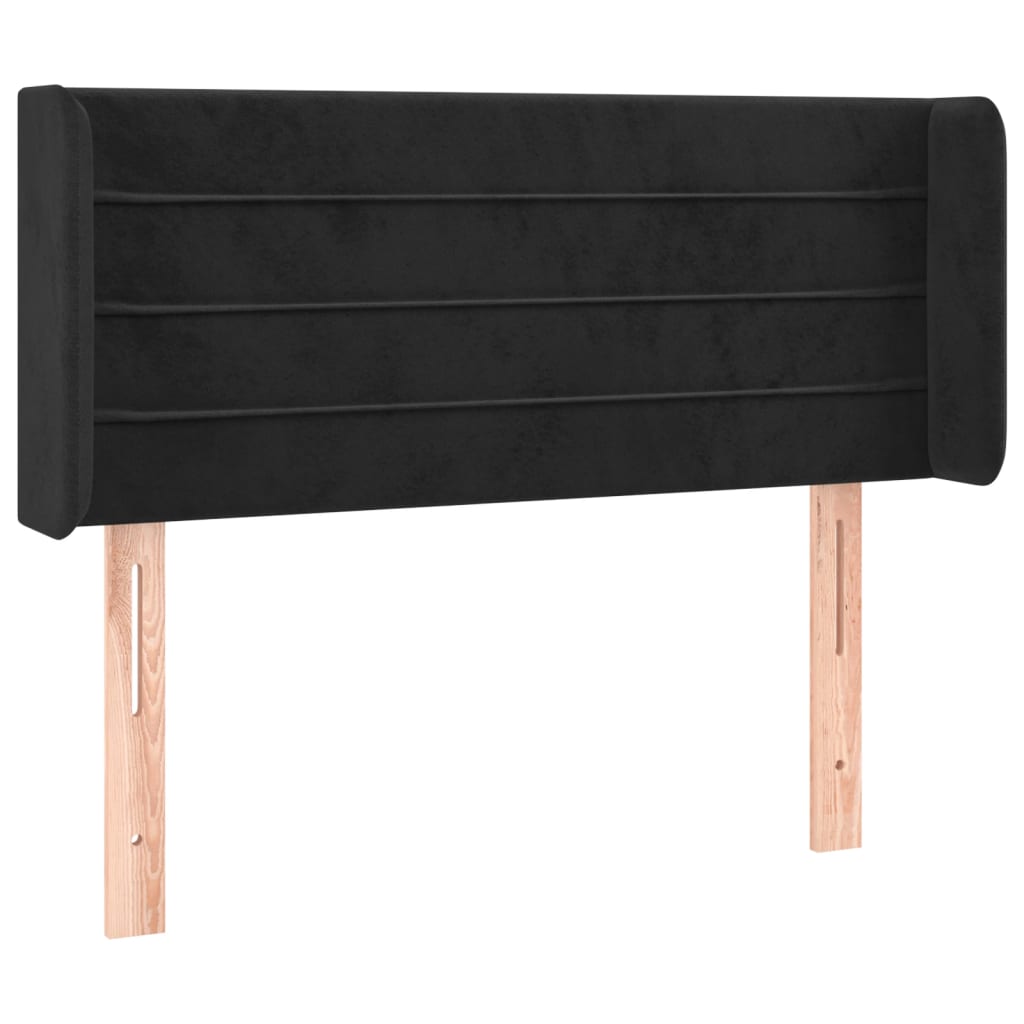 sengegavl med LED-lys 103x16x78/88 cm fløjl sort
