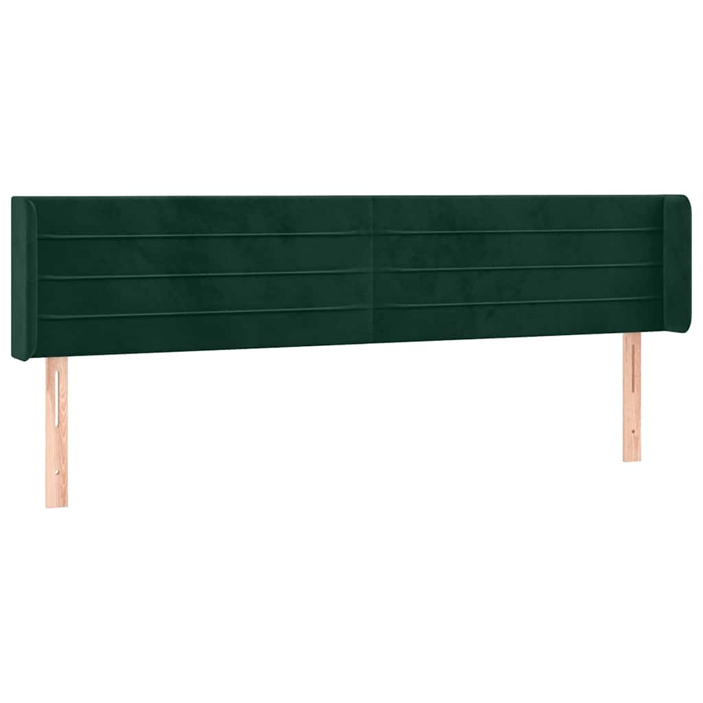 sengegavl med LED-lys 163x16x78/88 cm fløjl mørkegrøn